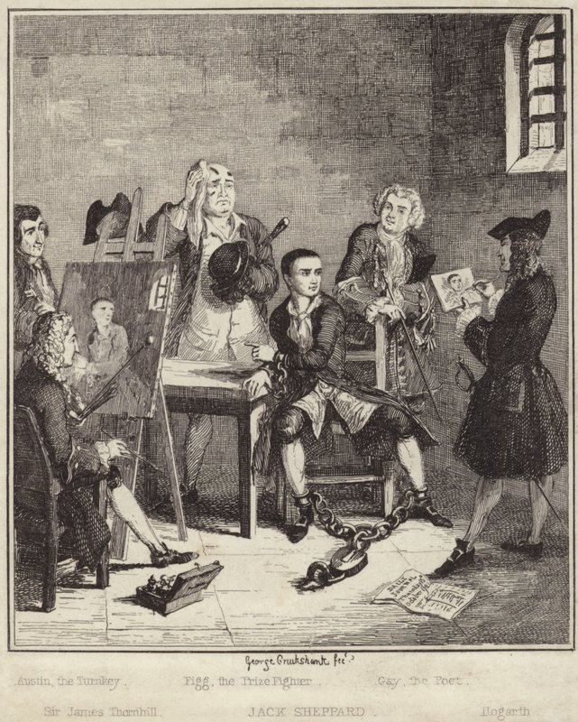 Jack Sheppard Having His Portrait Painted by Sir James Thornhill in Prison by George Cruikshank