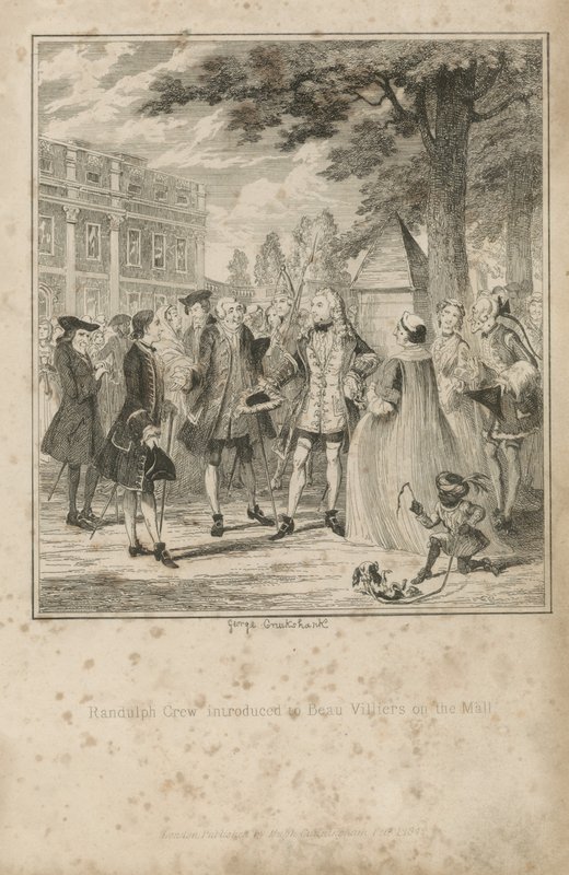 Randulph Crew introduced to Beau Villiers on the Mall by George Cruikshank