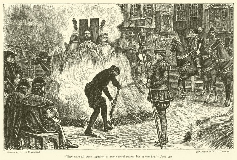 They Were All Burnt Together, at Two Several Stakes, but in One Fire by George du Maurier