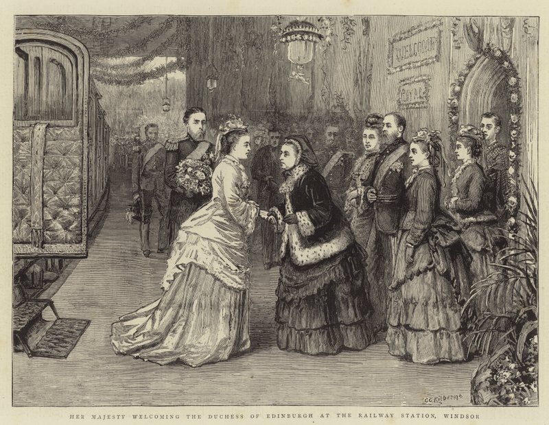 Her Majesty welcoming the Duchess of Edinburgh at the Railway Station, Windsor by George Goodwin Kilburne