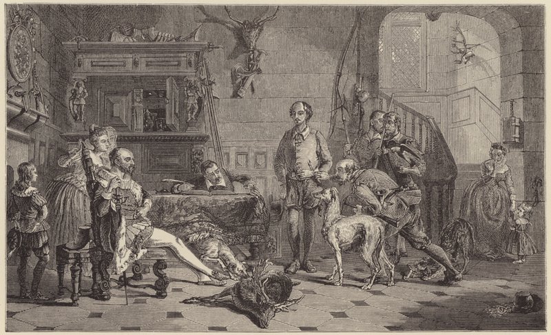 Shakespeare brought before Sir Thomas Lucy for poaching deer (engraving) by George Harvey