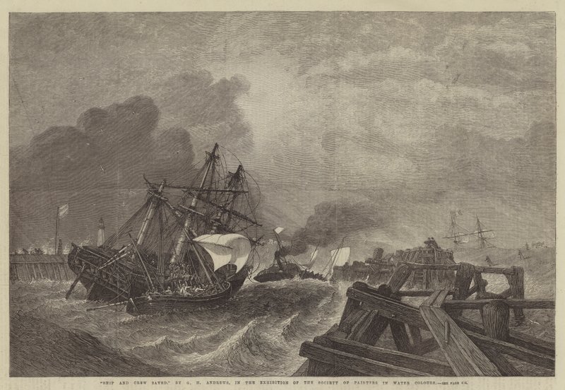 Ship and Crew Saved, in the Exhibition of the Society of Painters in Water Colours by George Henry Andrews