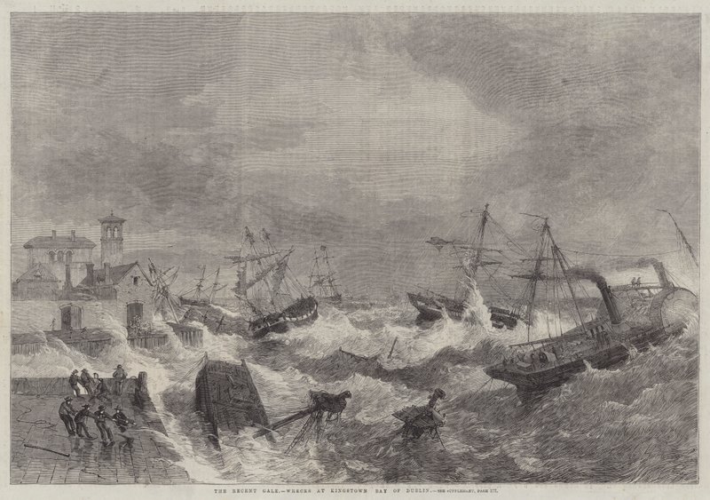 The Recent Gale, Wrecks at Kingstown, Bay of Dublin by George Henry Andrews