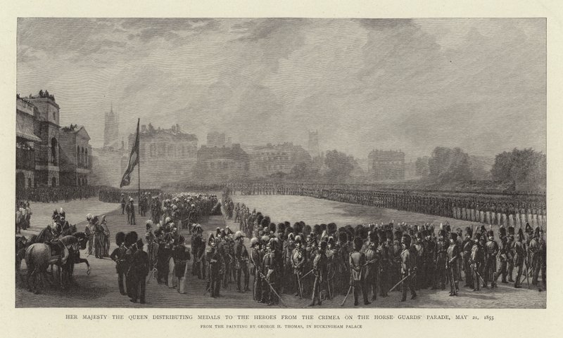 Her Majesty the Queen Distributing Medals to the Heroes from the Crimea on the Horse Guards