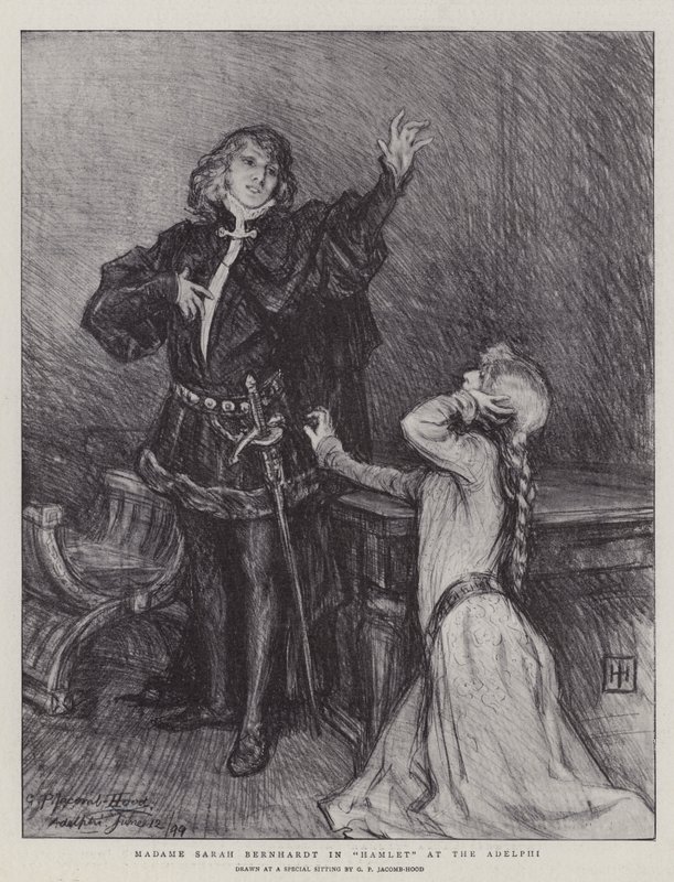 Madame Sarah Bernhardt in Hamlet at the Adelphi by George Percy Jacomb Hood