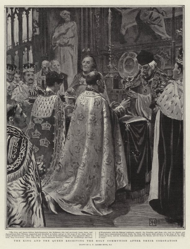 The King and Queen Receiving the Holy Communion After Their Coronation by George Percy Jacomb Hood