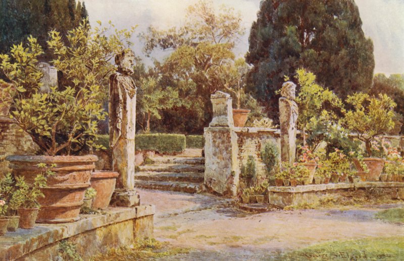 Italian Gardens: Terminal Statues, Villa Piatti by George Samuel Elgood