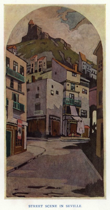The Duenna by Sheridan: Street Scene in Seville by George Sheringham