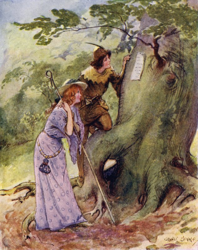 Ganymede and Aliena were strangely surprised to find the name of Rosalind carved on the trees? by George Soper