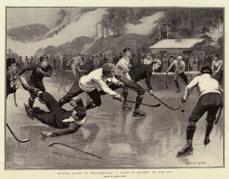 Winter Sport in Switzerland, a Game of Hockey on the Ice by George Soper