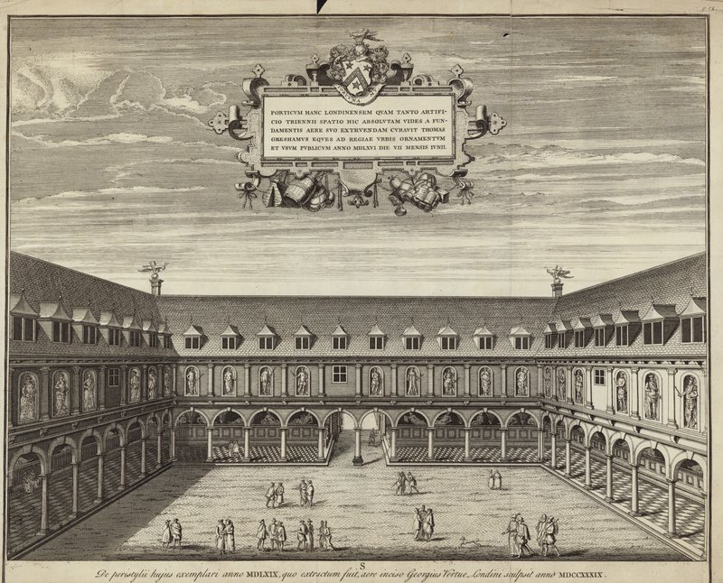 The Quadrangle on the Inside of the Royal Exchange by George Vertue