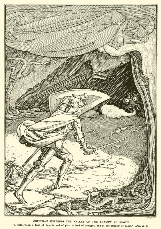 Christian Entering the Valley of the Shadow of Death by George Woolliscroft Rhead