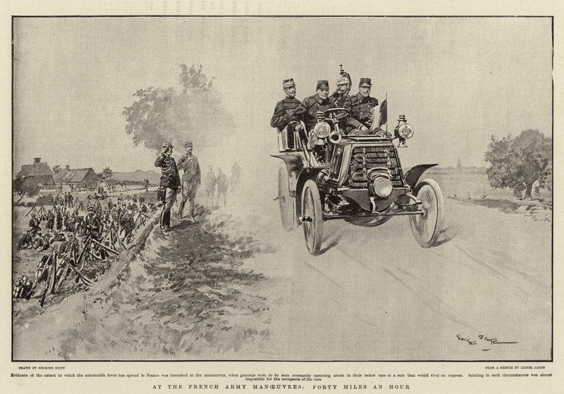 At the French Army Manoeuvres, Forty Miles an Hour by Georges Bertin Scott