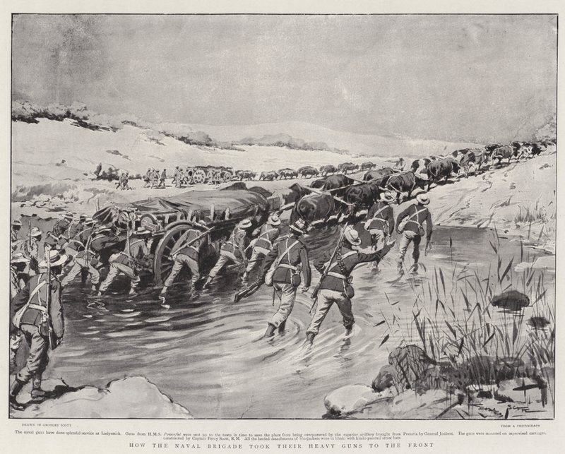 How the Naval Brigade Took Their Heavy Guns to the Front by Georges Bertin Scott