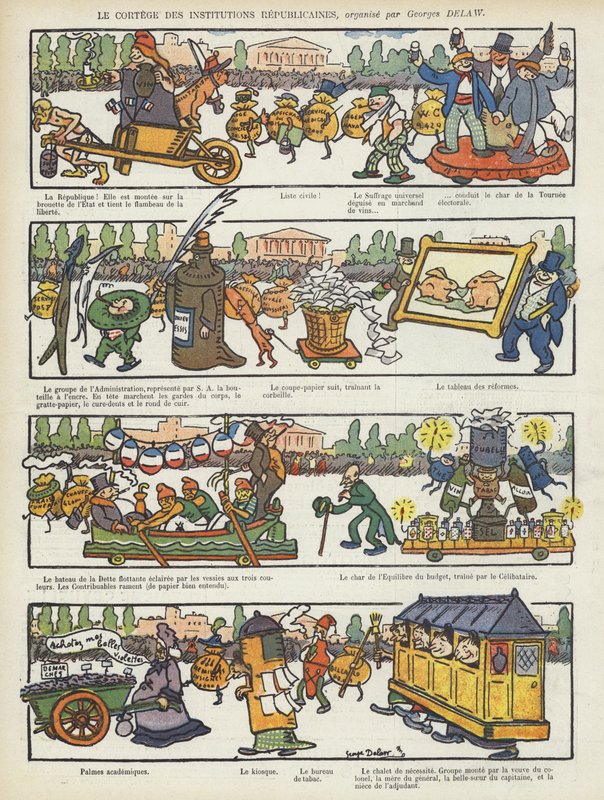 Procession of Republican Institutions (Illustration for Le Rire) by Georges Delaw