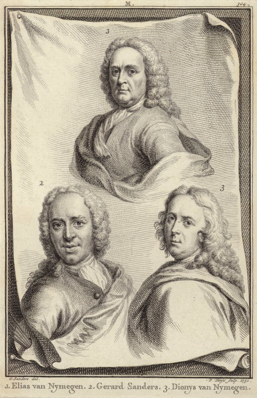 Portraits of Elias van Nijmegen, Gerard Sanders and Dionys van Nijmegen by Gerard Sanders
