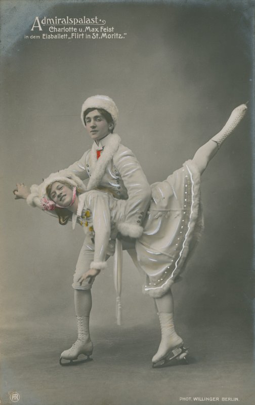 Postcard of Ice Skaters, Sent in 1913 by German Photographer