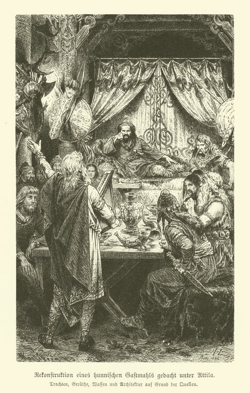 A Hun Feast of the Time of Attila by German School