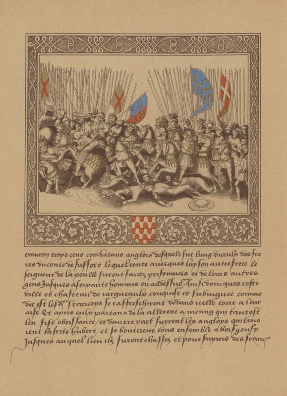 A Page from a French 16th Century Manuscript Depicting a Scene from Froissart