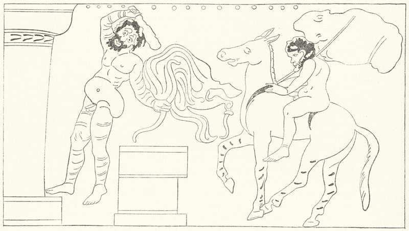 A scene from The Frogs, a play by Greek playwright Aristophanes by German School