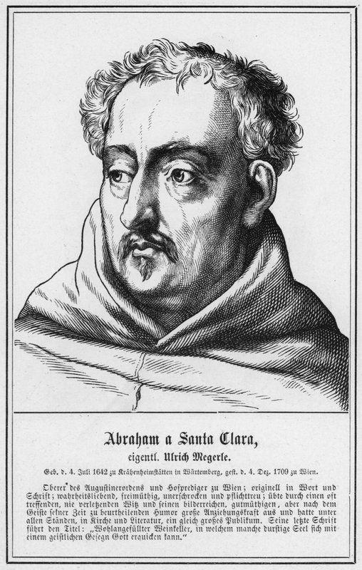 Abraham a Santa Clara, originally Ulrich Megerle (engraving) by German School