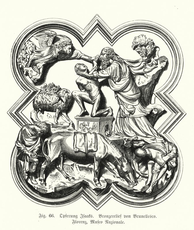 Abraham Offering Up His Son Isaac for Sacrifice, Bronze Relief by Filippo Brunelleschi by German School