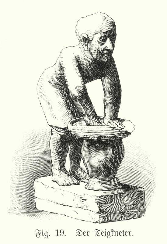 Ancient Egyptian Figure of a Man Mixing Dough by German School