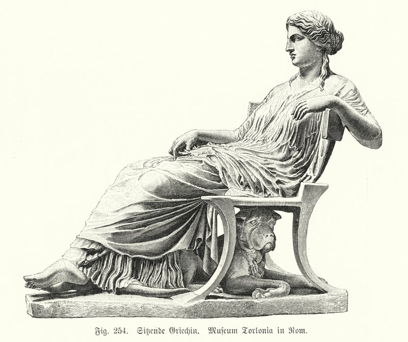 Ancient Greek Statue of a Seated Woman by German School