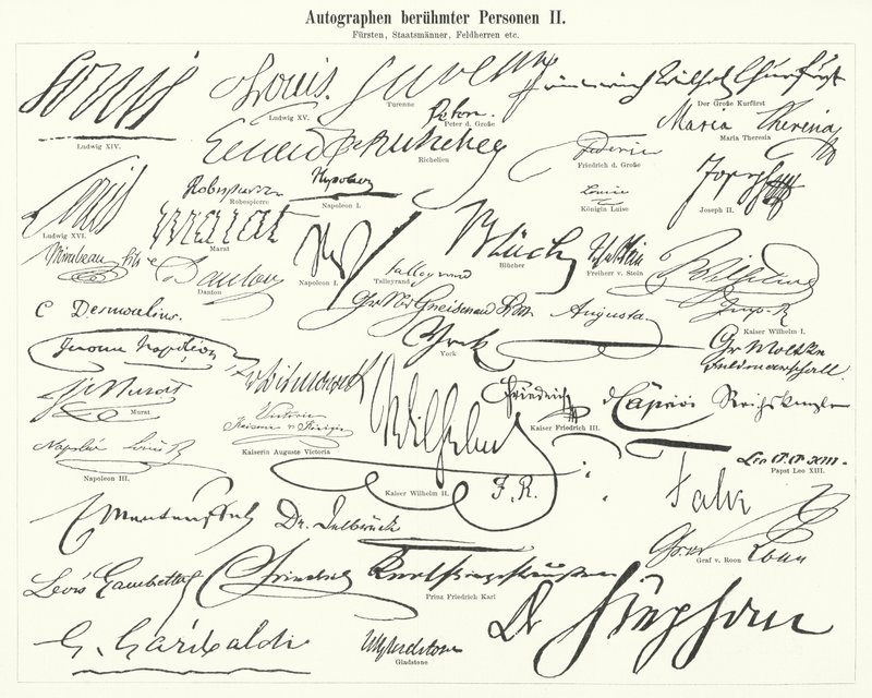 Autographs of famous people: statesmen, princes, generals, etc by German School