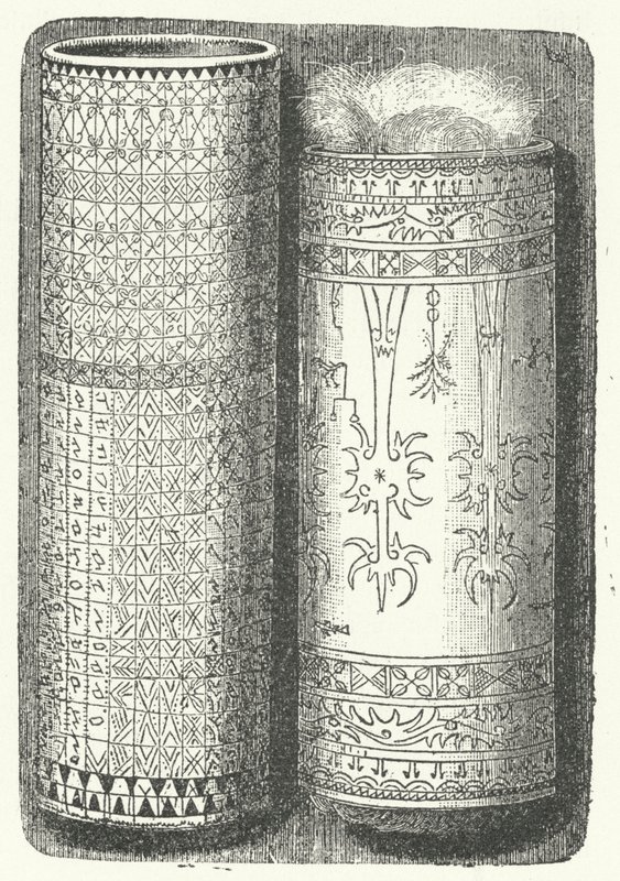 Bamboo Canes from Sumatra Decorated with Rejang Script (engraving) by German School