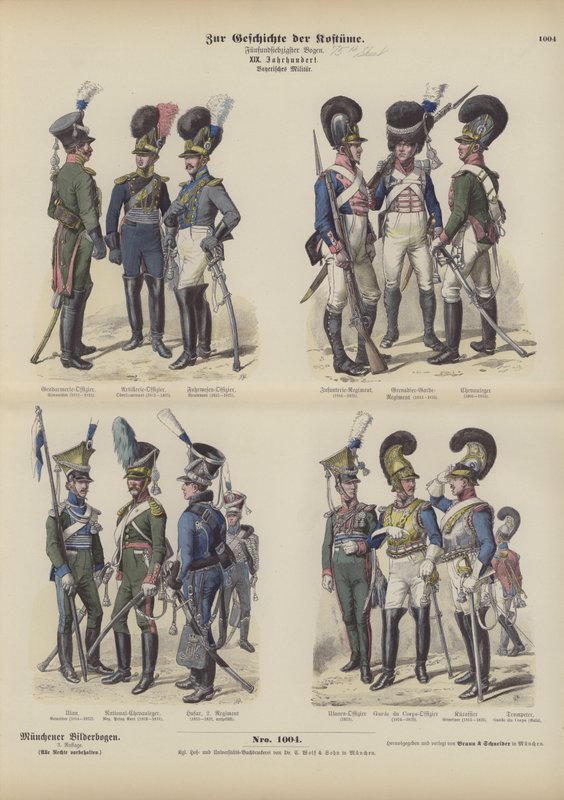 Bavarian Military Uniforms, Early 19th Century by German School