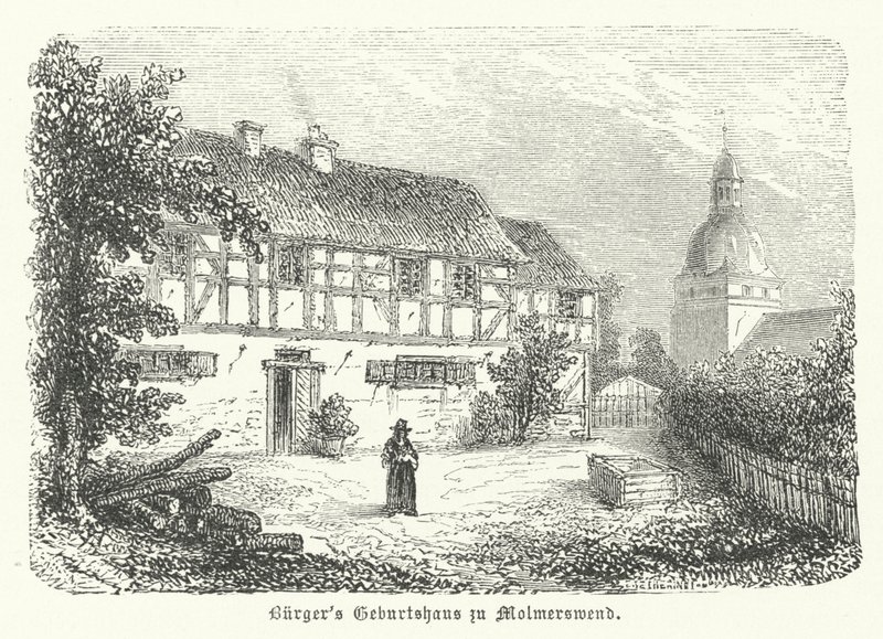 Birthplace of German poet Gottfried August Buerger, Molmerswende by German School