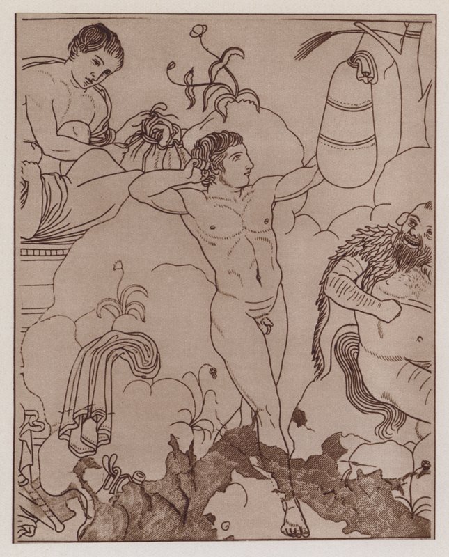 Boxer Training with a Punchbag, Ancient Greek Vase Painting by German School