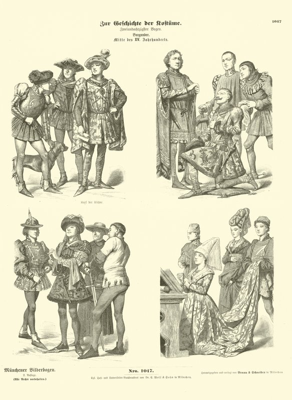 Burgundian Costumes, Mid 15th Century by German School