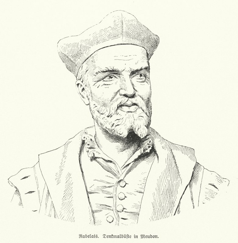 Bust of French author Francois Rabelais in Meudon, France by German School