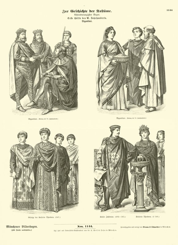 Byzantine Costumes, First Half of 6th Century by German School