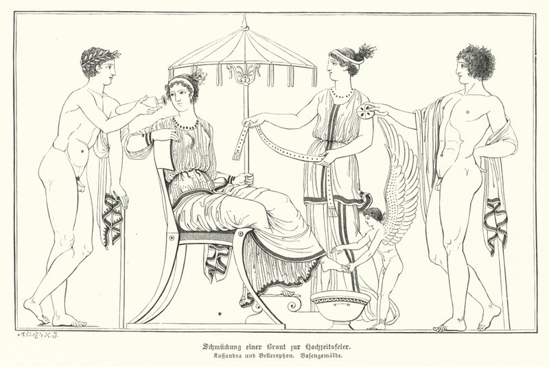 Cassandra Being Readied for Her Wedding to Bellerophon by German School