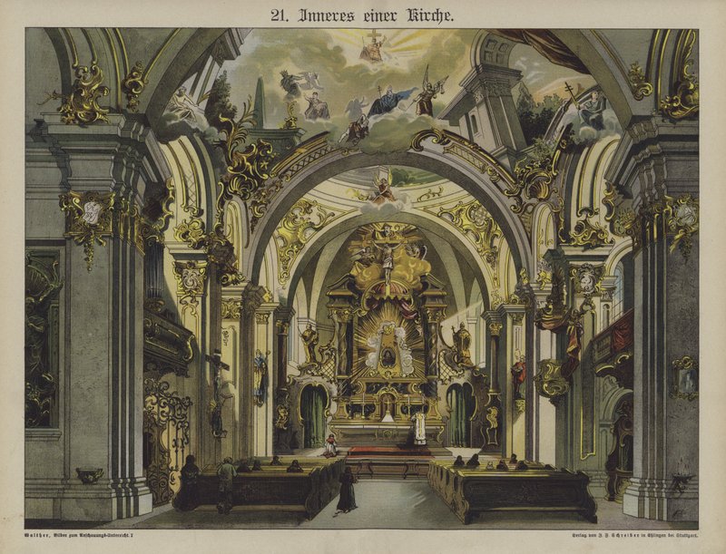 Church interior by German School