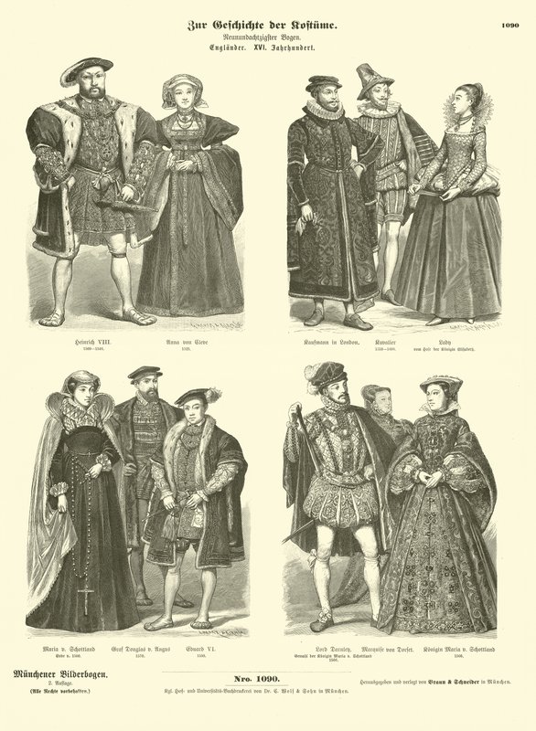 Costumes of English and Scottish Royalty and Nobility, 16th Century by German School