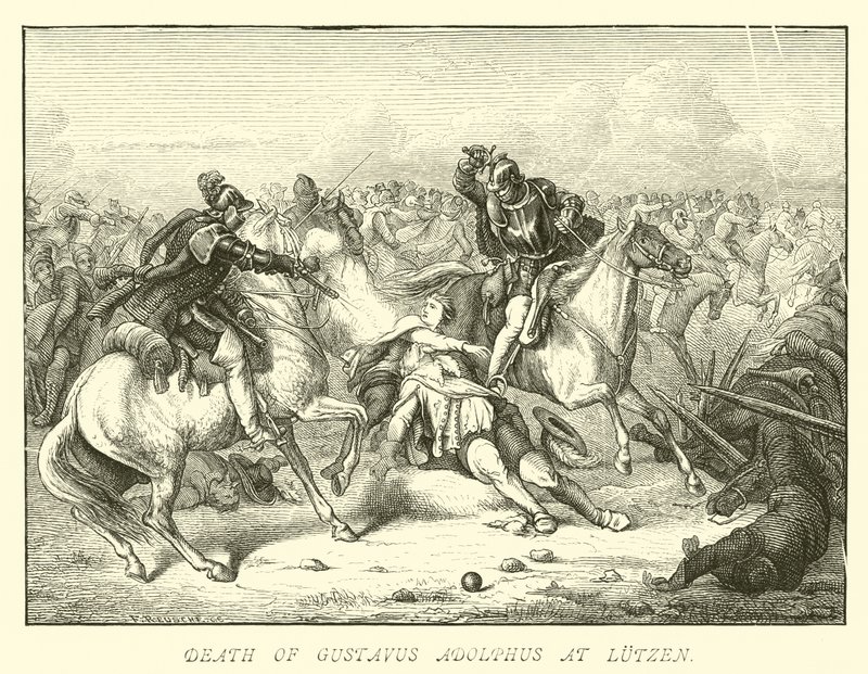 Death of Gustavus Adolphus at Lutzen by German School