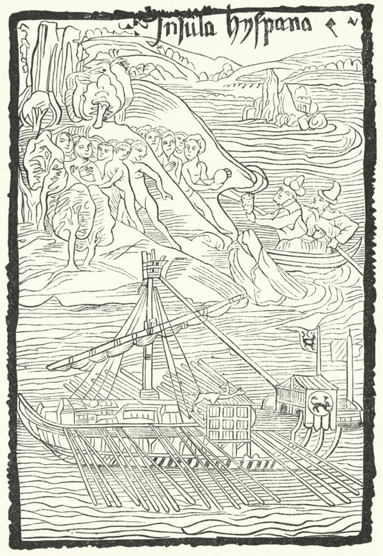 Discovery of the island of Hispaniola by Christopher Columbus by German School