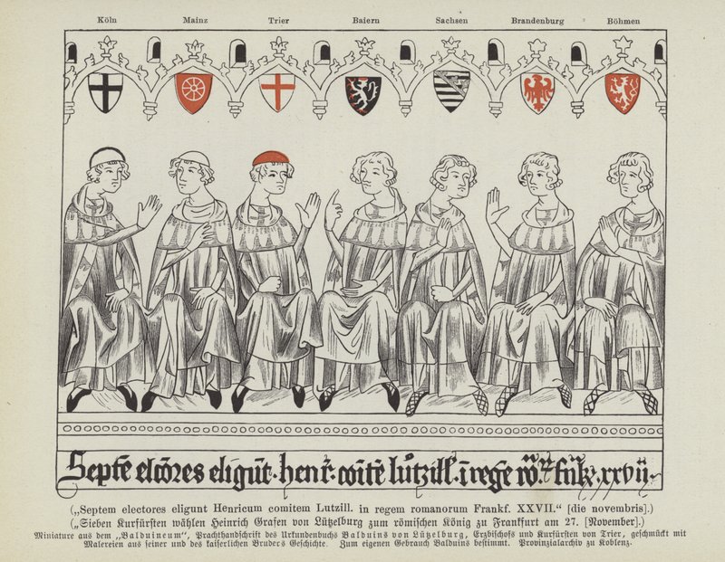Election of Henry VII of Luxembourg as Holy Roman Emperor, Frankfurt, 27 November 1308 by German School