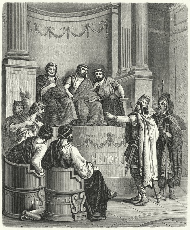 Emissaries of Eumenes II of Pergamom before the Roman Senate by German School