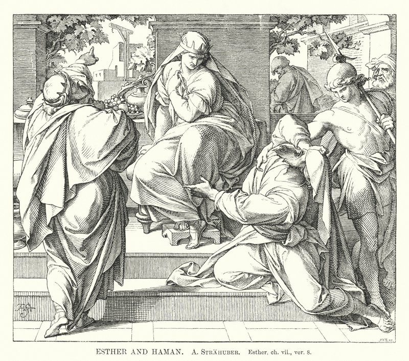 Esther and Haman (engraving) by German School