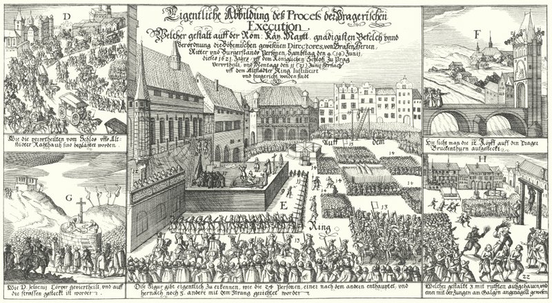 Execution of Members of the Protestant Bohemian Revolt in the Old Town Square, Prague by German School