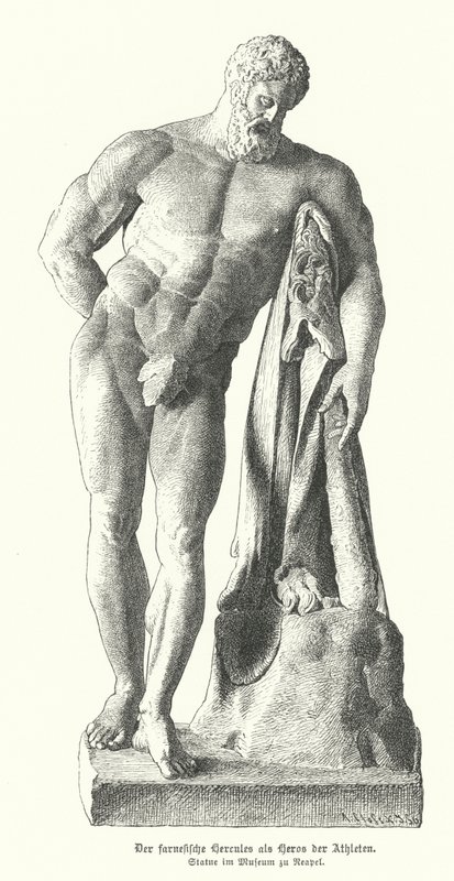 Farnese Hercules, Roman copy of an ancient Greek statue by Lysippos by German School