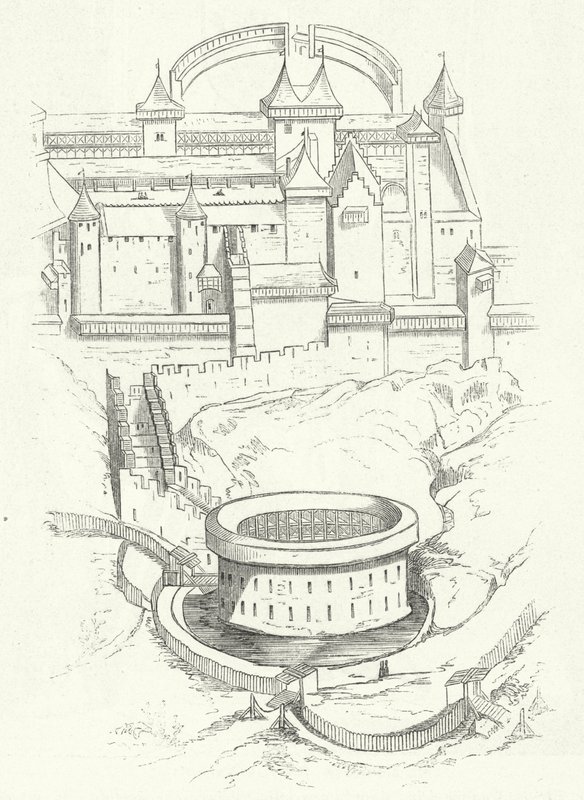 Fortifications of Carcassonne, France by German School