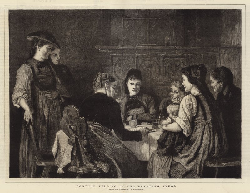 Fortune Telling in the Bavarian Tyrol (engraving) by German School
