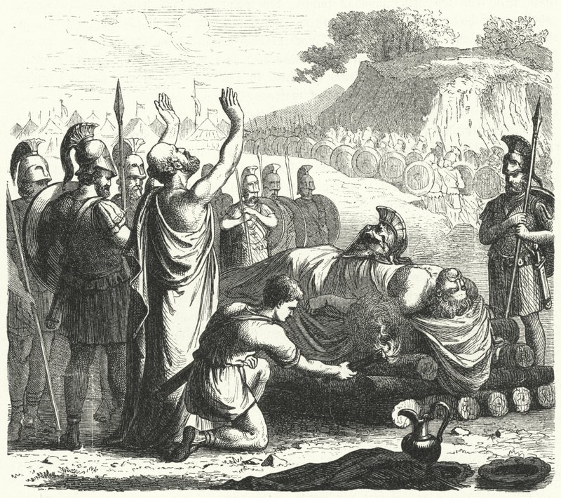 Funeral Ceremony after the Battle of Coronea, 394 BC by German School