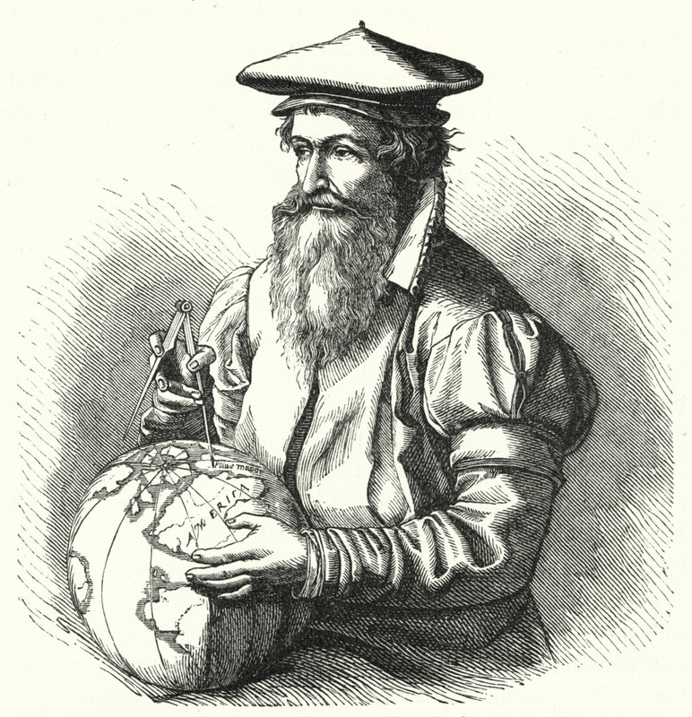 Gerardus Mercator, Flemish geographer and cartographer (engraving) by German School